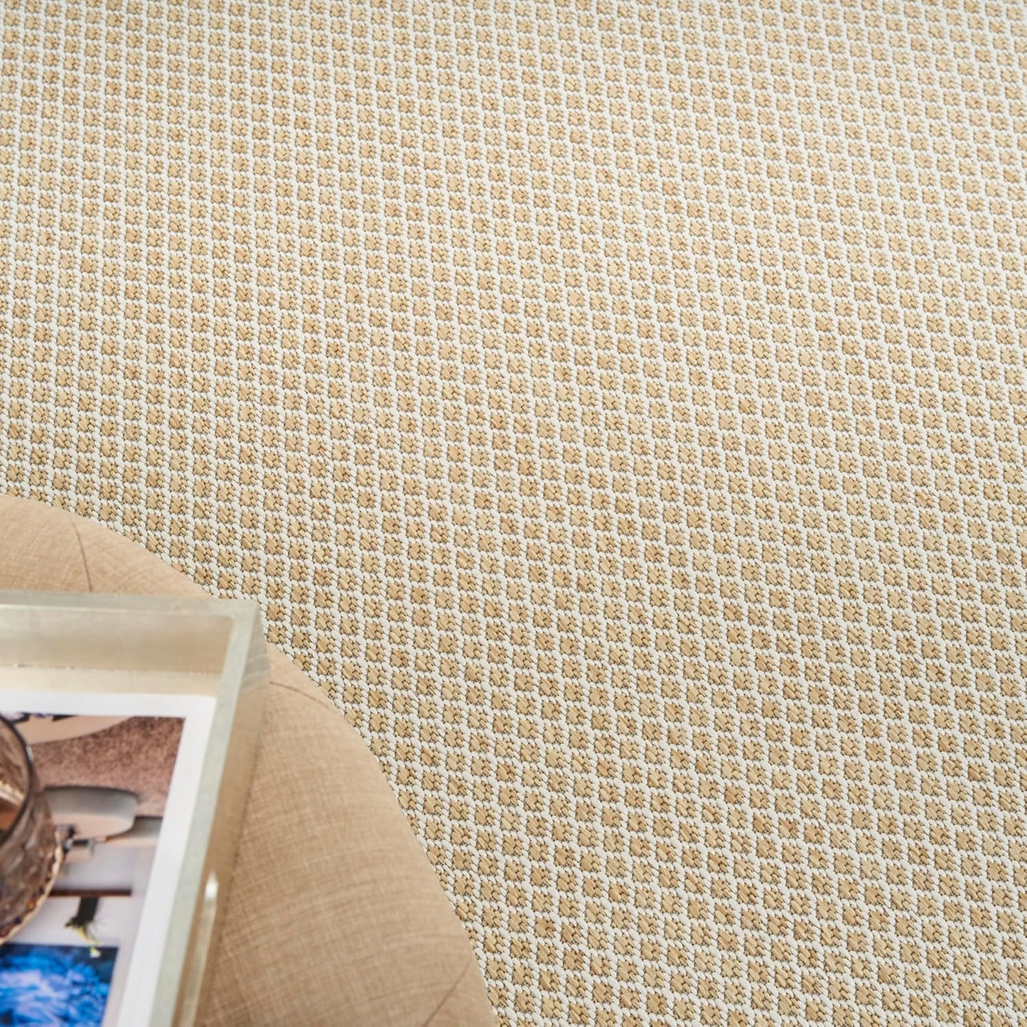 Nourison Home Courtyard Natural 4' x 6' Area Rug - Easy Clean, Non Shedding, Bed Room, Living Room, Dining Room, Kitchen (4' x 6')