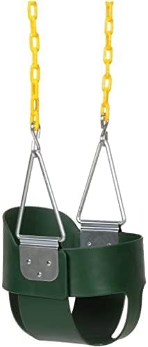 Eastern Jungle Gym Heavy-Duty High Back Full Bucket Toddler Swing Seat | Coated Swing Chains Fully Assembled | Green Swing Set Accessory
