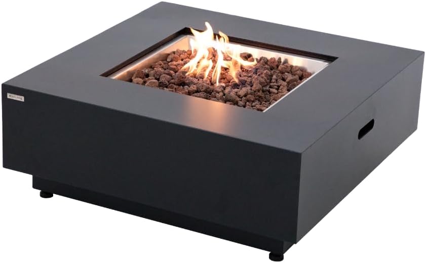 Ashton 36” Propane Fire Pit Smokeless Firepit Outdoor Gas Fire Pit for Outside Patio Firepit Table Includes Rain Cover Converter Kit Lava Rocks Lid CSA Certified