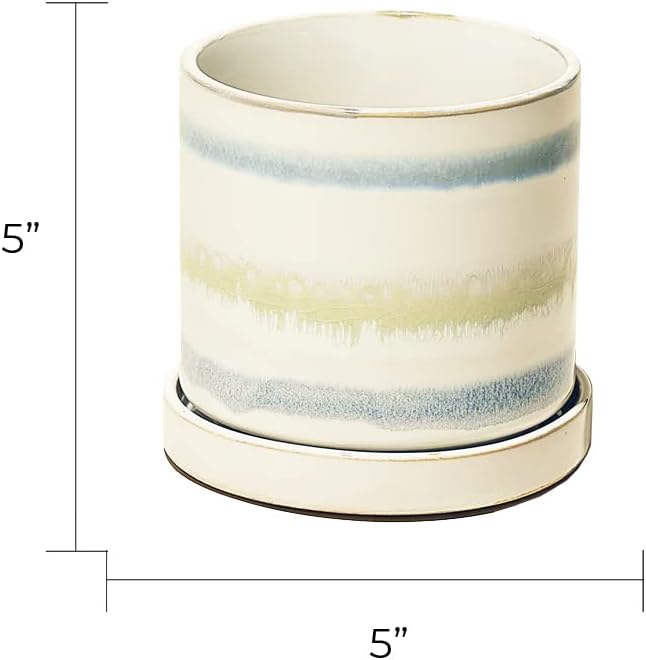 CHIVE ‘Minute’ Ceramic Planter Pot — Cute 5” Colorful Succulent Pots for Indoor & Outdoor House Plants — Beautiful Modern Farmhouse Kitchen Decor — Blue Green Layers