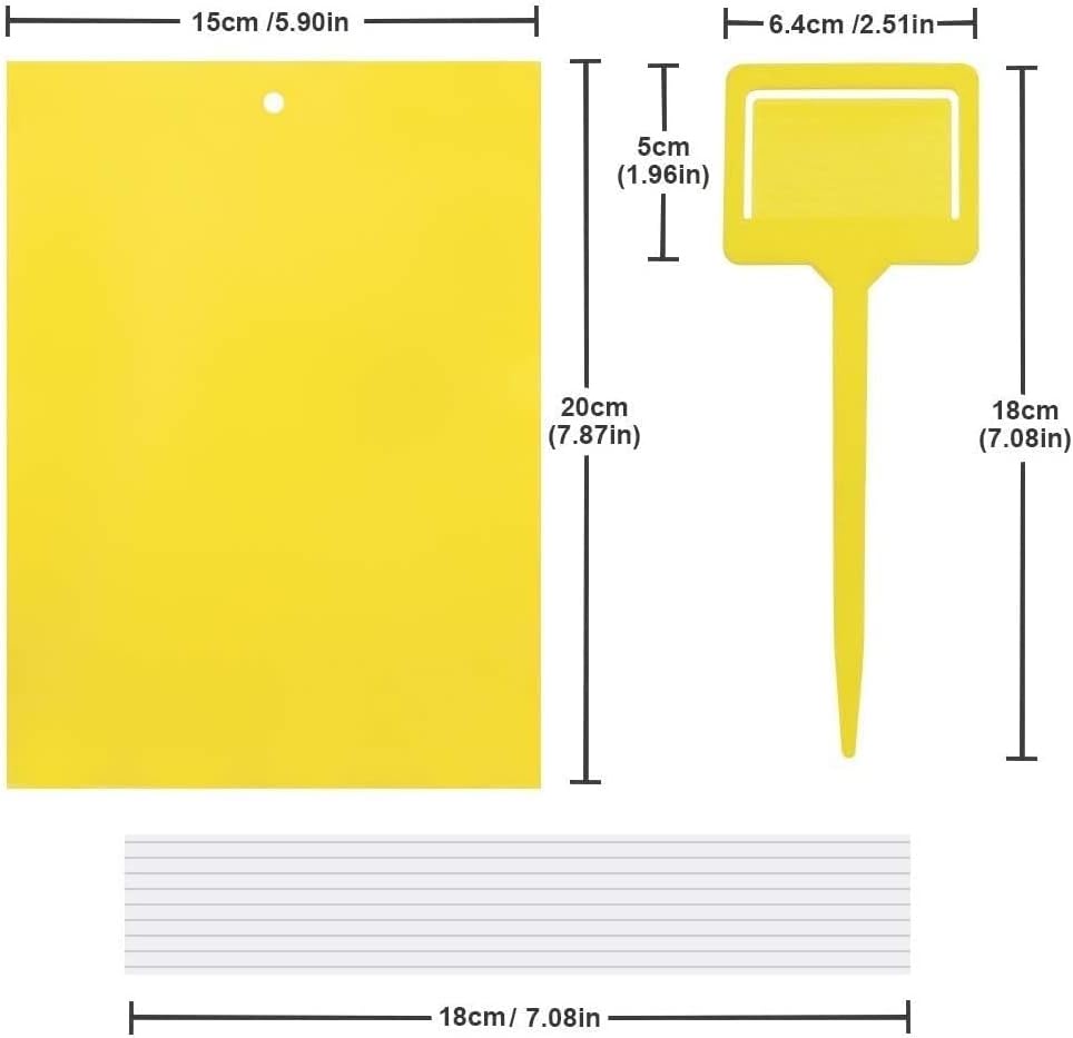 Gideal 30-Pack Dual-Sided Yellow Sticky Traps for Indoor Outdoor Flying Plant Insect Fungus Gnats, Whiteflies, Aphids, Leafminers,Thrips (6x8 Inches, Included 30pcs Twist Ties)