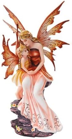 PTC 8.75 Inch Mother and Baby Orange Winged Fairy Statue Figurine