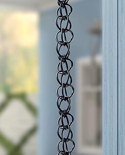 Monarch Rain Chains Aluminum Ring Rain Chain, 8.5 ft Black Powder Coated Aluminum Decorative Rain Catcher Chain for Gutters, Black Aluminum Rain Gutter Replacement Downspout