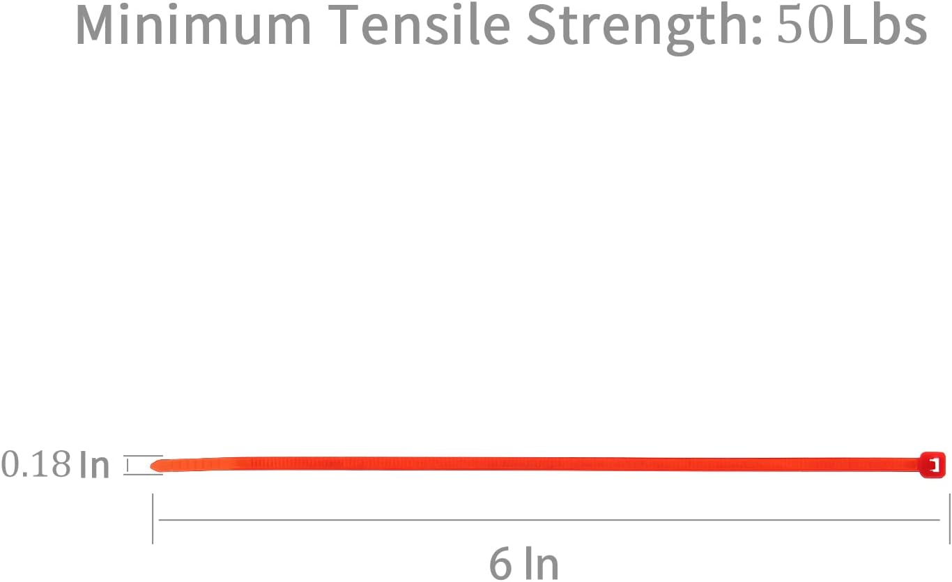 XINGO 100PCS Heavy Duty Cable Zip Ties, 6 Inch, Red, Self-Locking, Sturdy Nylon, 50 Pounds Tensile Strength