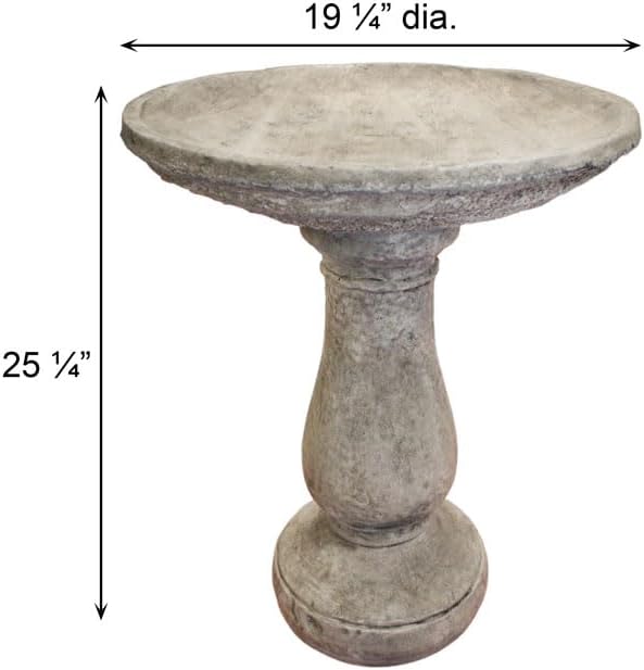 Solid Rock Stoneworks Oval 2 Piece Birdbath- 24" Tall- PreAged