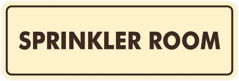 Signs ByLITA Standard Sprinkler Room Sign (Ivory/Dark Brown) - Small 2 Pack