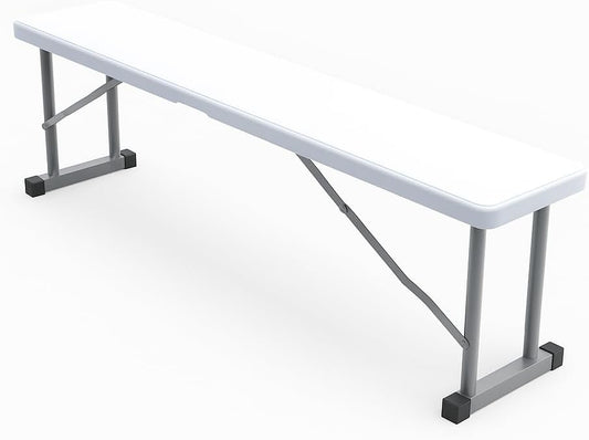 2.75ft Plastic Folding Bench – Lightweight and Portable White Resin with Durable Steel Frame, 33”x8”x16” - (Pack of 1, White, 2.75 Feet)