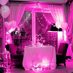 JMEXSUSS Connectable 100 LED Room Lights, 33ft 8 Modes Pink Christmas Lights Clear Wire, Plug in Pink String Lights Indoor Outdoor for Room Decor Christmas Tree Bedroom Valentines Party