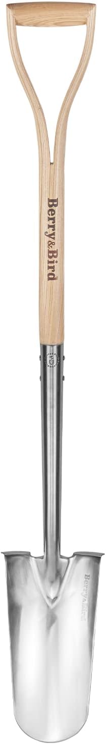 Berry&Bird Trenching Shovel, Garden Drain Spade Shovel with Wood Handle, 42.5" Stainless Steel Gardening Planting Spade, Heavy Duty Root Cutter Shovel Trench Shovel for Digging Transplanting & Edging