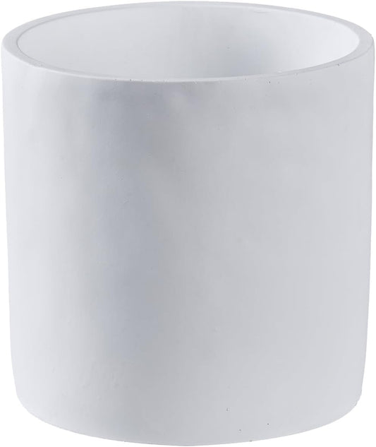 8 Inch Pot for Plants, Large Cement Planter with Drainage Hole, Mid-Century Modern Concrete Flower Pots for Home Decor, Office & Outdoor (White)