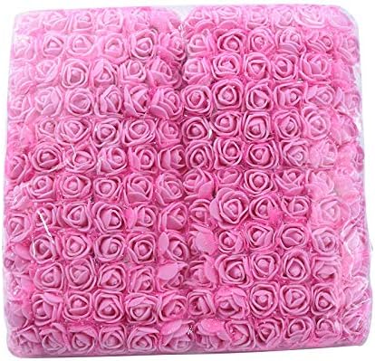 144 Pieces 2cm Mini Fake Rose Flower Heads Foam Rose Flower Heads Artificial Roses for Valentine Day Wedding DIY Decor Craft(Pink)