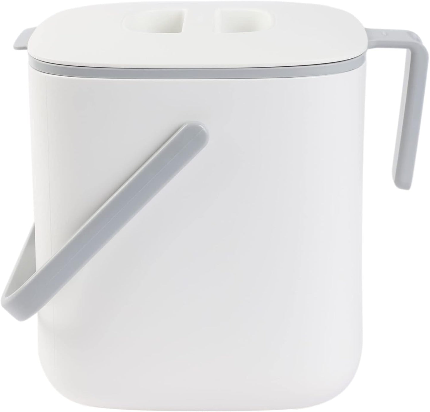 Blue Ginkgo Kitchen Compost Bin [2.6L / 0.69 GAL] – Filter-Free, Odor-Tight Countertop Food Waste Pail with Handles (Made in Korea, White)