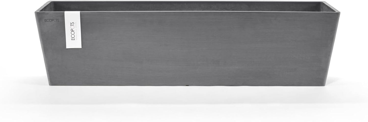 Ecopots Bruges Durable Modern Rectangular Indoor/Outdoor Recycled-Based Composite Flower Pot Planter, Grey, 31.5"
