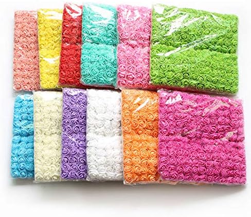 144 Pieces 2cm Mini Fake Rose Flower Heads Foam Artificial Roses for Valentine Day Wedding DIY Decor Craft (Bottom add Gauze) Orange