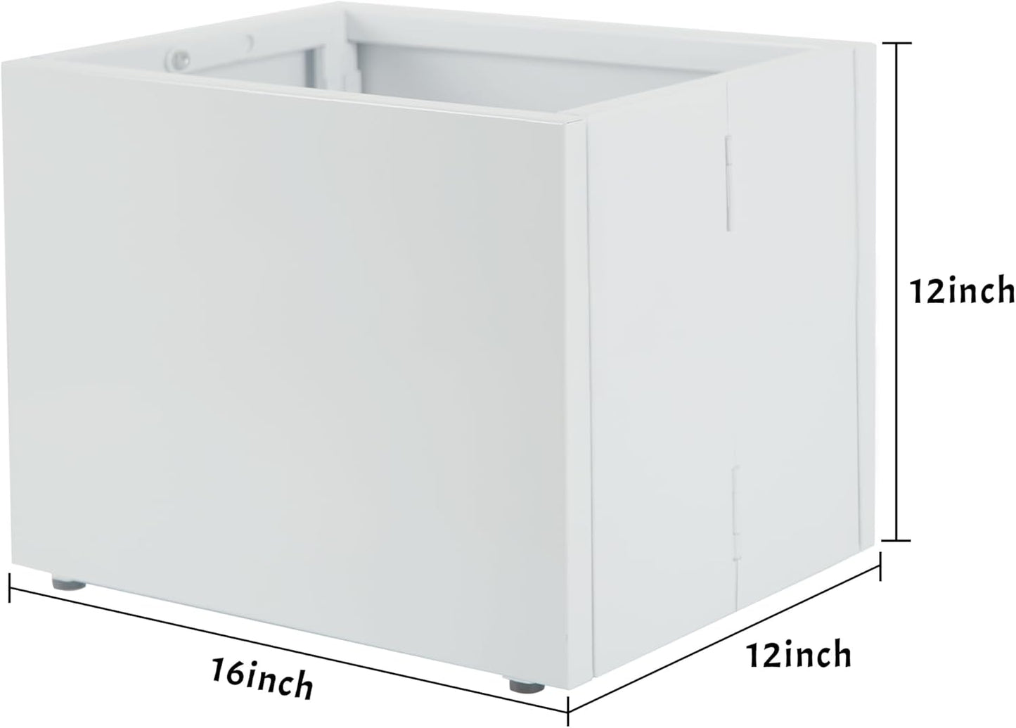 Galvanized Steel Rectangular Planter, 16"x 12"x 12" Small Planters for Outdoor Plants, White Outdoor Planter with Drainage Holes