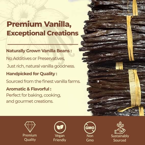 1 LB Bulk Vanilla Beans Grade A + | Vanilla Bean Pods For Making Extract | Non-GMO | Perfect For Baking, Cooking, & Desserts | 6-8 Inches. NYVanilla.