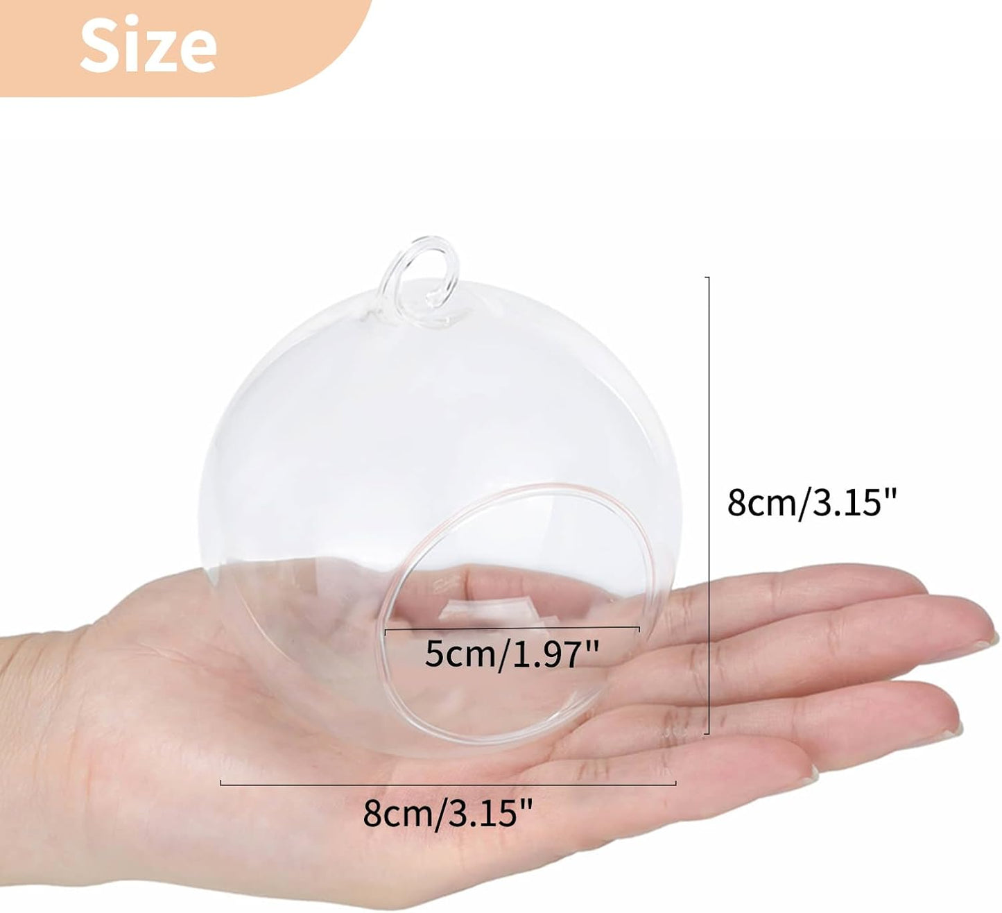 24 Pcs 3.15"/ 8cm Hanging Glass Tealight Holder Globe, Plant Terrariums Glass Orbs, Air Plants Tea Light Candle Holders, Home Decor Indoor Outdoor Garden (20 Pcs + 4 Pcs)