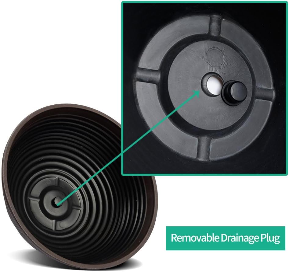 2 Pack 10 Inch Plant Pots,Durable Decorative Flower Pots Planters with Drainage Hole for Indoor and Outdoor Plants,Flowers,Succulents, Brown