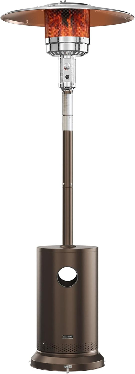 EAST OAK 55,000 BTU Propane Patio Heater with Round Table & Stainless Steel Burner, Outdoor Heater with Wheels, Ideal For Large Patios, Gardens, Outdoor Events, and Commercial Use, Bronze