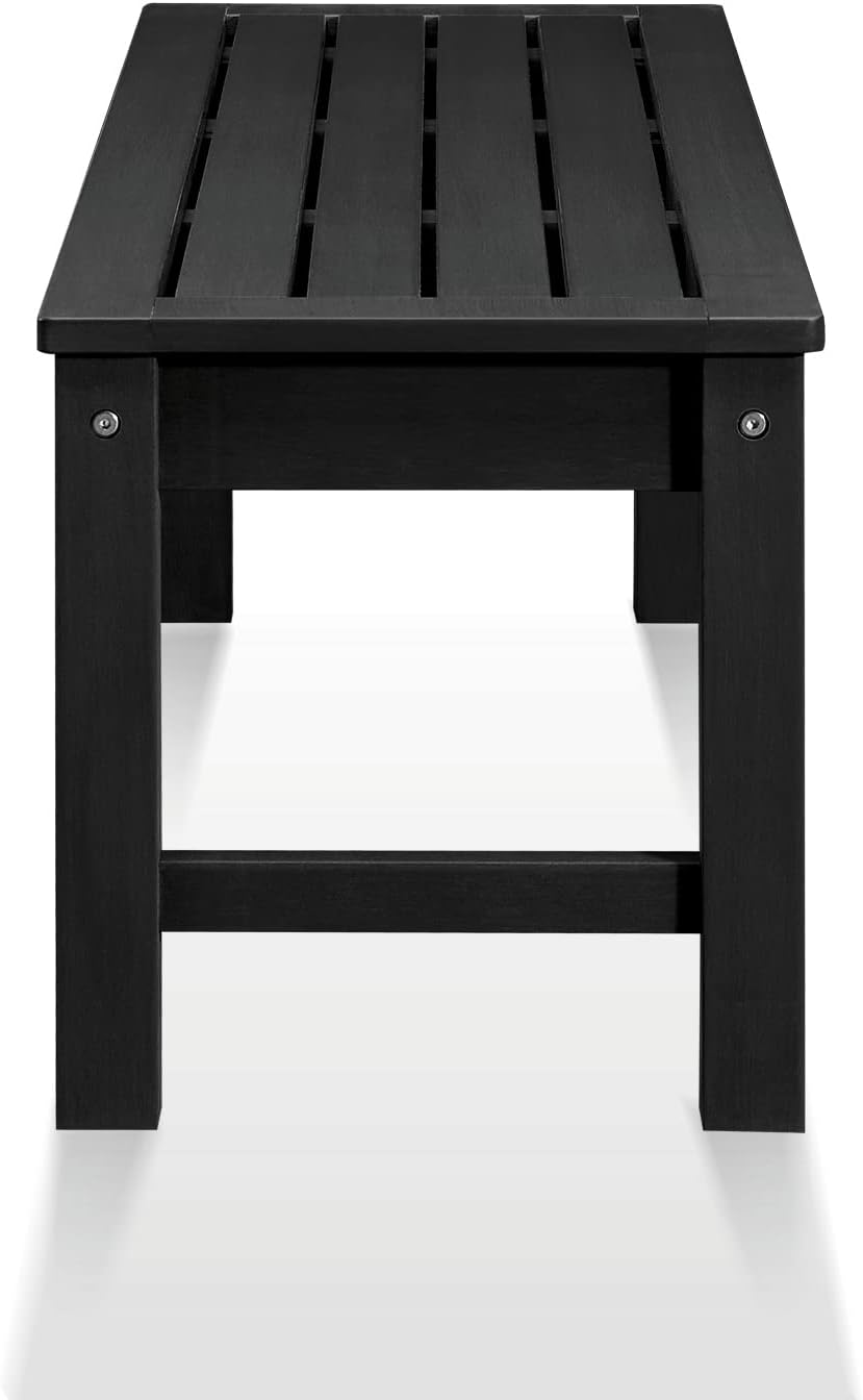 Psilvam Knight Bench, Two Person Outdoor Poly Lumber Patio Backless Bench, Weatherproof Garden Bench That Never Rot and Fade, Suit for Garden, Porch and Park (Black)