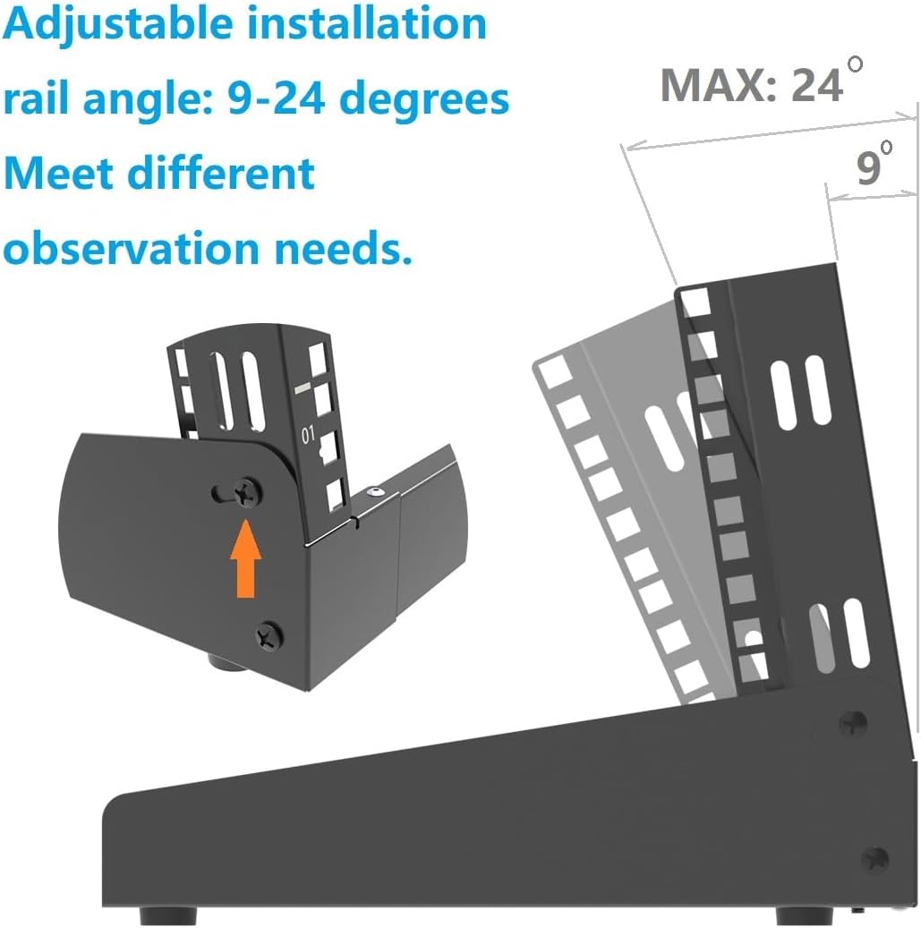 JINGCHENGMEI 4U Desktop Network Rack 19 inches Small Open Frame Rack 2 Post Free-Standing Tabletop Rack for Server, Patch Panel, Data, AV, IT,Studio or Networking Equipments (4U)