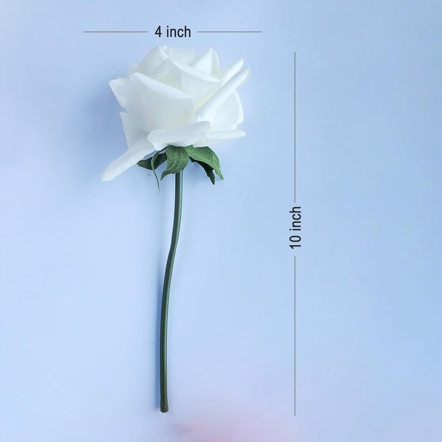 Artificial flower real touch roses feel and look realistic fake roses with short stems, suitable for gift, for wife girlfriend mom friends, Indoor home table，cake, hotel, car decoration (white)