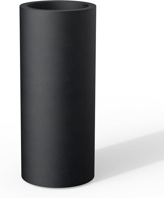 Kante 18.9 Inch Tall Cylindrical Planter, Large Round Plant Pots with Drainage Hole, Made with Concrete, Suitable for Indoor Outdoor Plants, Home Decor, Black
