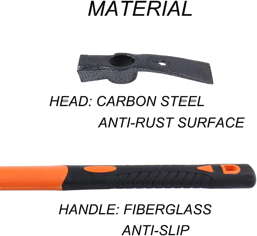 Dual Head Hammer Hoe with Heavy Duty Forged Adze and Ergonomic Non-Slip Handle for Gardening, Hunting, Landscaping Outdoor 39mm/15-Inch