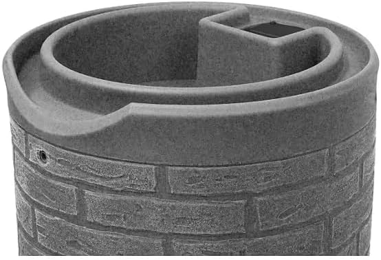 Impressions Downton Rain Barrel, 50 Gallon Capacity, Brick Pattern, with Brass Spigots (Light Granite)