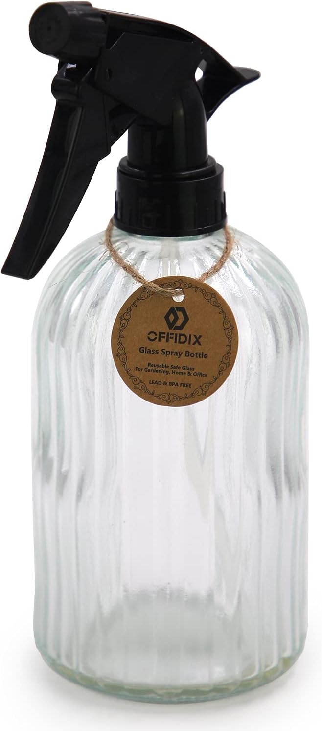 OFFIDIX Spray Bottle, Pressure Watering Can, Handheld Spray Bottles, Outdoor Indoor Plant Mister, 0.4L/13.5oz Glass Water Spray Bottle for Garden, Plants, Cleaning, Hairdressing (Clear)