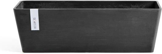 Ecopots Bruges Durable Modern Rectangular Indoor/Outdoor Recycled-Based Composite Flower Pot Planter, Dark Grey, 21.5"