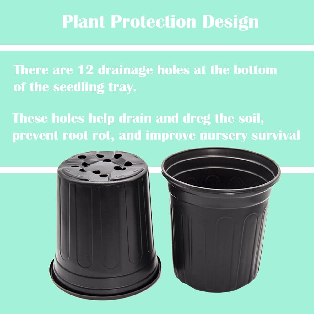 100-Pack 1 Gallon Flexible Flower Plant Nursery Pots, Plastic Plant Pots with Drainage Holes,Garden Flower Pots for Succulents, Seedlings, Cuttings, Transplanting
