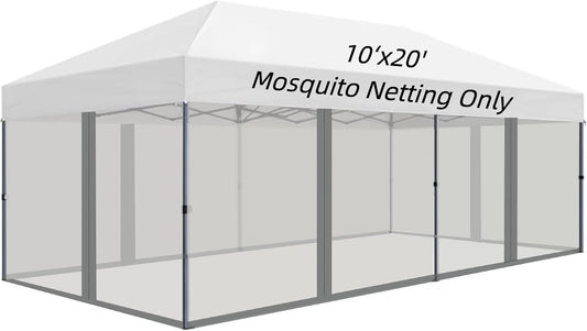 10x20 FT Mosquito Netting for Gazebo,Pergola,Pop up Canopy Tent,4-Panel with Zipper for Outdoor Patio,Backyard (Grey,Mosquito Net Only)