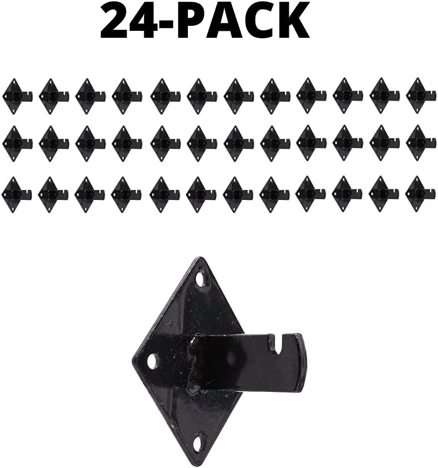 KINGDOM SOLUTIONS 24-Pack Black Gridwall Panel Mount Brackets – Heavy-Duty Wall Brackets for Gridwall, Slatgrid, or Trellis Panel Mounting – Durable Display Hardware for Store or Garage