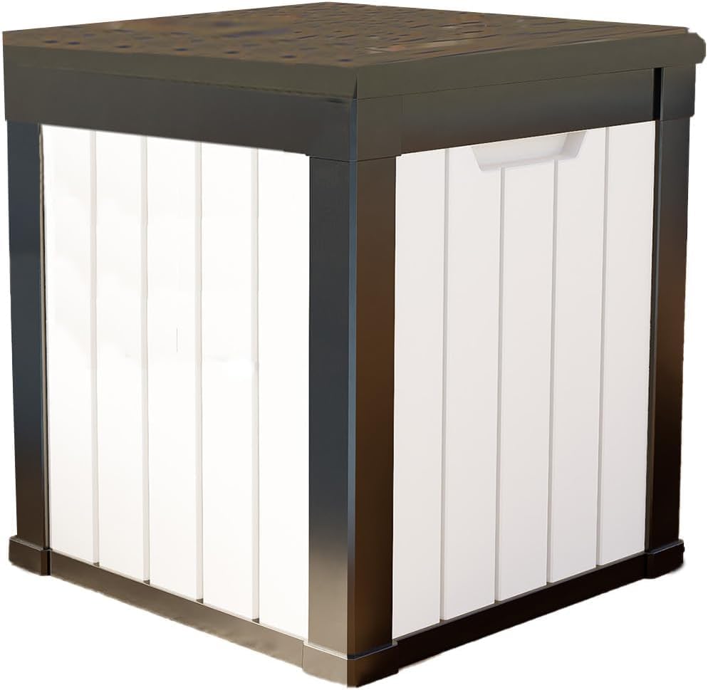 48 Gallon Outdoor Storage Box, Waterproof Resin Deck Box for Patio, Pool, and Garden, Lockable Bin for Cushions, Tools, and Accessories, UV-Resistant, White
