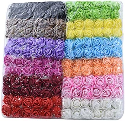 Mini Rose Fake Flower Heads in Bulk for Crafts Artificial Flowers for Home Wedding Decoration DIY Party Birthday Decor Pompom Wreath Decorative Bridal Flower 144pcs (Bottom add Gauze) Tan