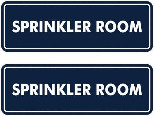 Signs ByLITA Standard Sprinkler Room Sign (Navy Blue/White) - Medium 2 Pack
