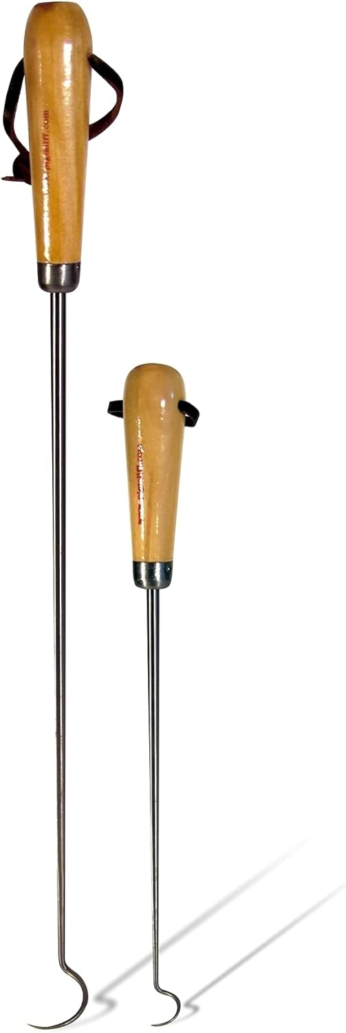 Jaccard Pigtail Food Flipper, Hardwood Handle/Stainless Steel, Combo (Blister Pack)