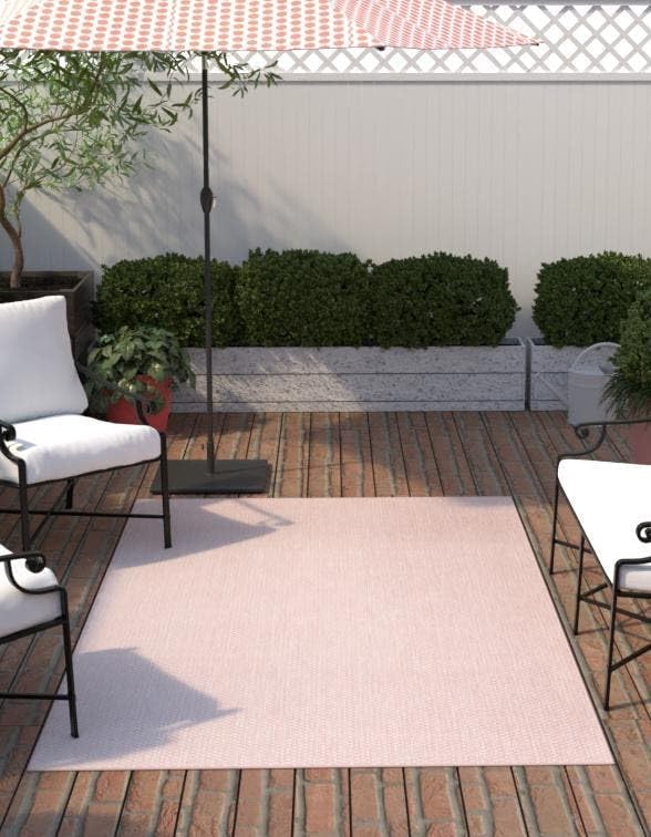 Unique Loom Collection Casual Transitional Solid Heathered Indoor/Outdoor Flatweave Area Rug (10' x 13' 1" Rectangle, Whisper Pink/Ivory)