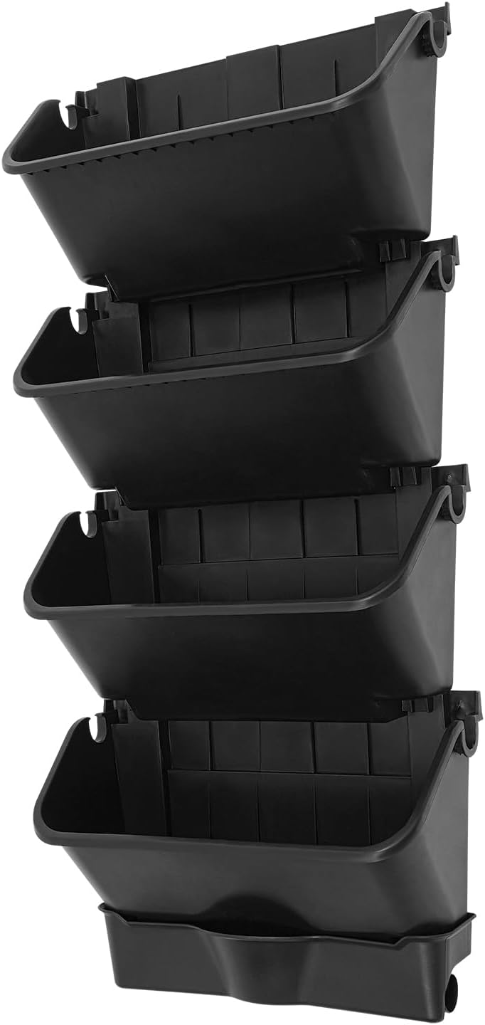 24 Pack Self Watering Wall Mounted Planter, Indoor and Outdoor Vertical Planter Wall Mounted Planter for Patio Outdoor Decor with Drainage Holes, Vertical Garden Planters for Indoor Plants- Black