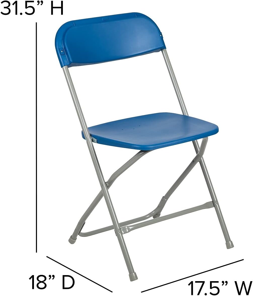 Flash Furniture Hercules™ Series Plastic Folding Chair - Blue - 2 Pack 650LB Weight Capacity Comfortable Event Chair-Lightweight Folding Chair