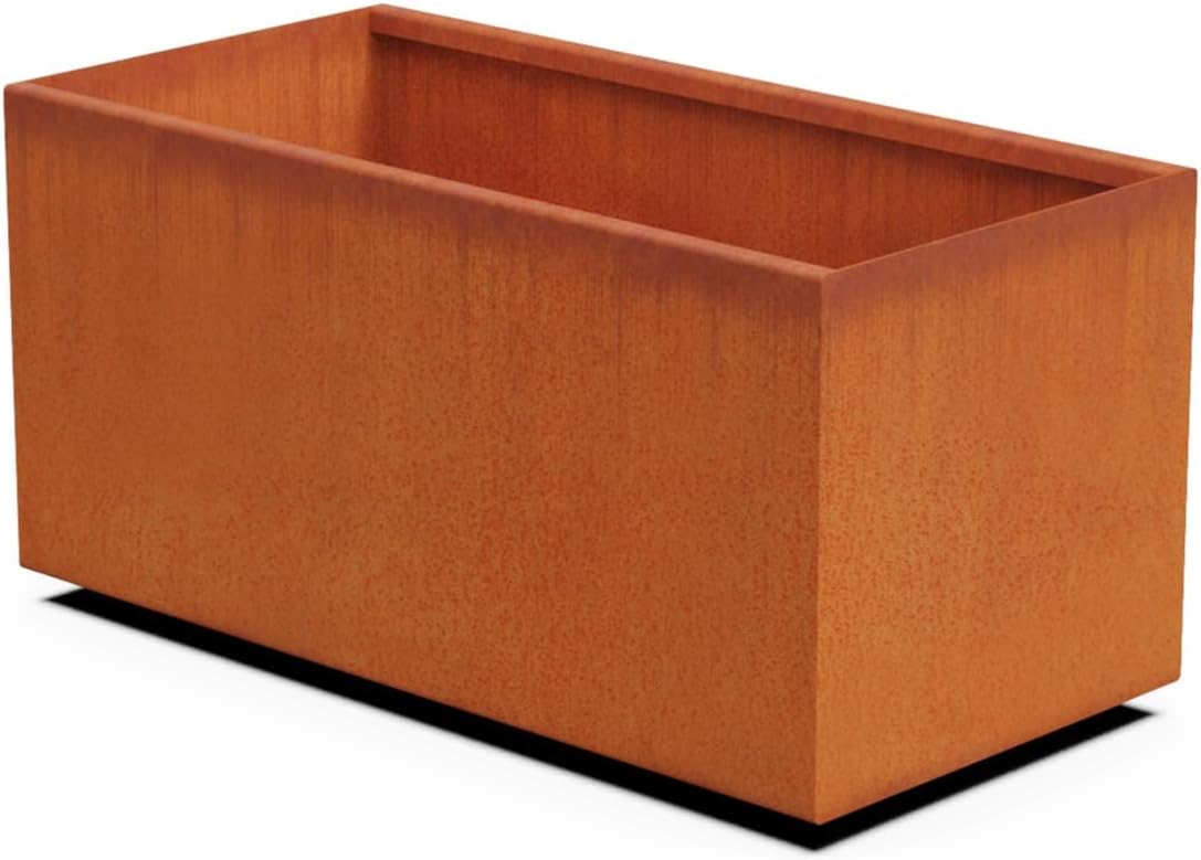 36-Inch Corten Steel Planter Box - Large Rectangular Outdoor Planter | Heavy Duty Metal, Modern Rustic Finish | Made in USA