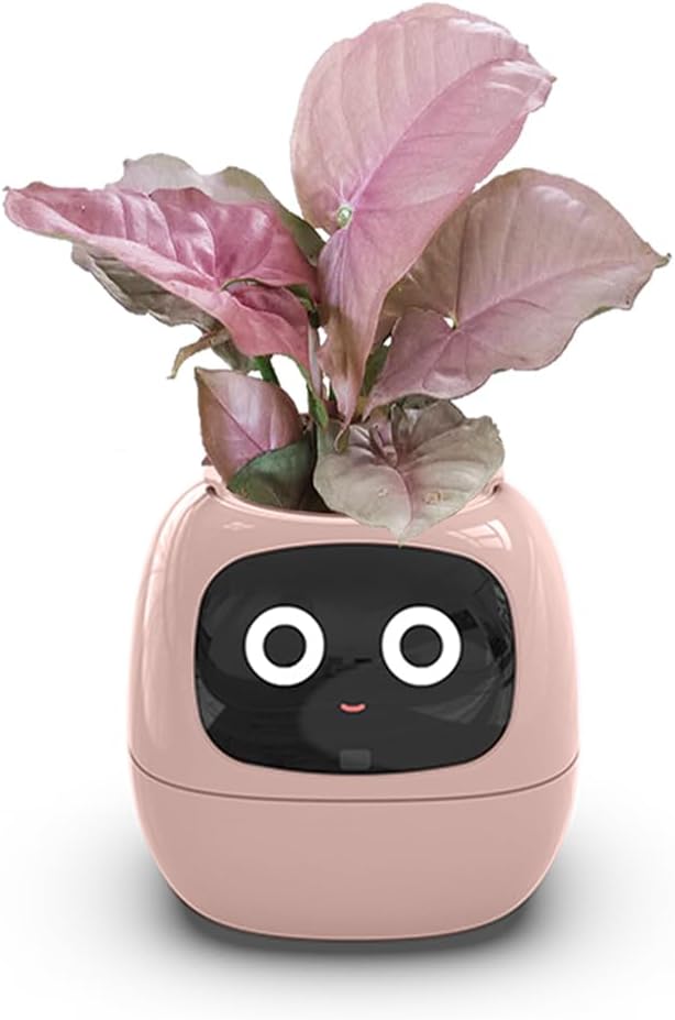 Smart Flowerpots,Smart Pet Planter,Ai Planter,Intelligent Flowerpots,Multiple Expressions,7 Smart Sensors, and Ai Chips Make Raising Plants Easy and Fun for Living Room,Plant-Free(Pink)