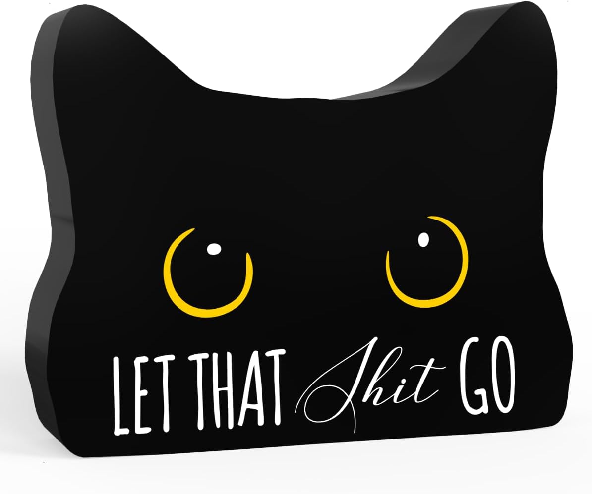 Funny Bathroom Acrylic Decor Sign, Let Them Go Sign, Black Cat Decor Cat Decor for Home Bathroom Cat Lover Gifts For Women Men