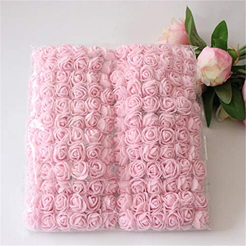 Foam Rose Fake Flowers for Crafts 144 pcs 2 cm Mini Wreaths Artificial Flower Bouquet Multicolor Rose Flower Wedding Scrapbooking Decoration Rose Fake Flower(Light Pink)