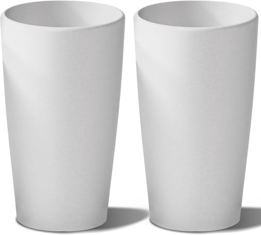 SnugNiture Set of 2 Round Tall Planters 22 Inch, Large Planter for Indoor Outdoor Plants, Modern Flower Pot Containers Large Decorative Tree Planter, White