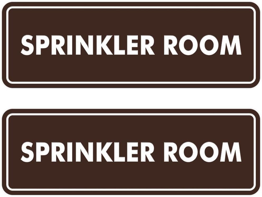 Signs ByLITA Standard Sprinkler Room Sign (Dark Brown) - Large 2 Pack