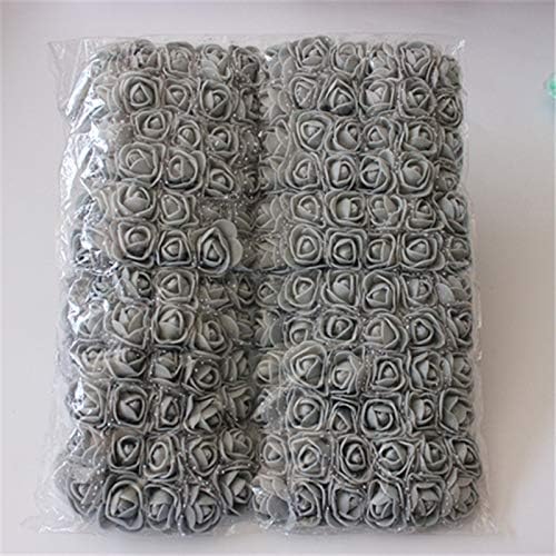 Foam Rose Fake Flowers for Crafts 144 pcs 2 cm Mini Wreaths Artificial Flower Bouquet Multicolor Rose Flower Wedding Scrapbooking Decoration Rose Fake Flower(Gray)