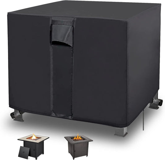 Fire Pit Cover, 28 inch Firepit Covers Square Gas Fireplace Oxford Fabric Square Fire Pit Table Propane Fire Pit for Outdoor Patio Garden- 28 X 28 X 25 inch