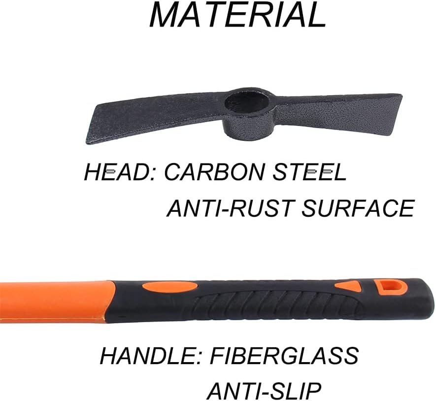 Dual Head Axe Hoe with Heavy Duty Forged Adze and Ergonomic Non-Slip Handle for Gardening, Hunting, Landscaping Outdoor 39mm/15-Inch